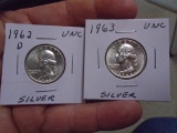 1926 D Mint 7 1963 Silver Washington Quarters