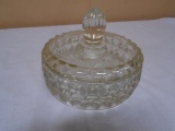 Vintage Etched Glass Covered Candy Dish