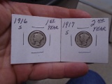 1916 S Mint & 1917 S Mint Mercury Dimes