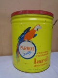 Vintage 50lb Parrot Lard Can