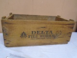 Delta  File Works Advertisment Wooden Crate