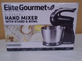 Elite Gourmet 5 Speed Hand Mixer w/ Stand & Bowl