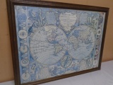 Vintage Mappe Monde 1755 Old Wold Framed Print