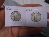 1926 and 1927 Standing Liberty Quarters