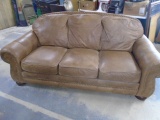 Beautiful Lane Leather Sofa w/ Nailhead Trim