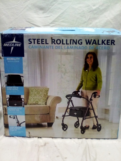 MedLine Steel Rolling Walker with hand brakes