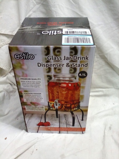 Estillo Glass Jar Drink Dispenser with Stand and Spicket 4.1 L Size