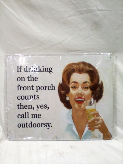 12"x17" Drinking on The Porch Metal Sign