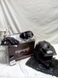 MMG Size MD Motorcycle Helmet with Gloves, Goggles, and Helmet Bag