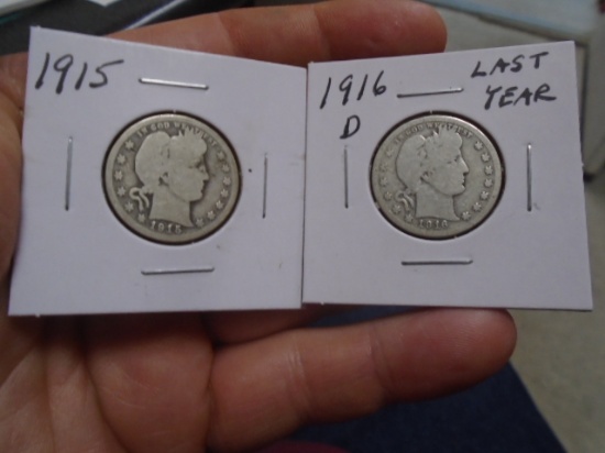 1915 and 1916 D-Mint Barber Quarters