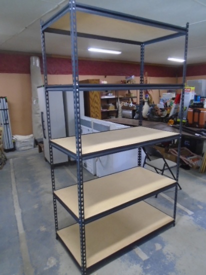 Heavy Duty Steel 5 High Shelving Unit w/ wood Shelves