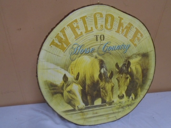 Round Wood "Welcome to Horse Country" Wall Art