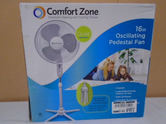 Comfort Zone 16 Inch Oscillating Pedestal Fan