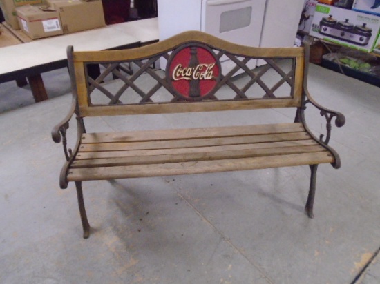 Cast Iron & Wood Slat Coca-Cola Park Bench