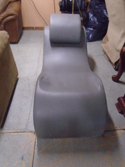 Gray Leather Chaise Lounge w/ Head Pillow