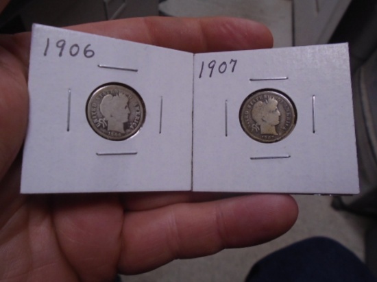 1906 and 1907 Barber Dimes