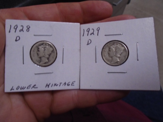 1928 D-Mint and 1929 D-Mint Mercury Dimes