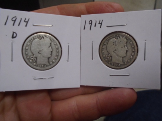 1914 D-Mint and 1914 Barber Quarters
