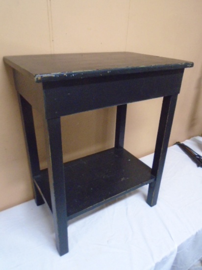 Vintage Black Painted Wood Side Table