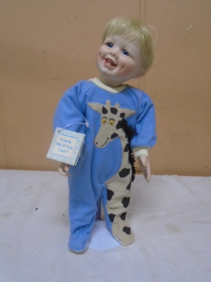 Porcelain "Catch Me If You Can" Doll on Stand
