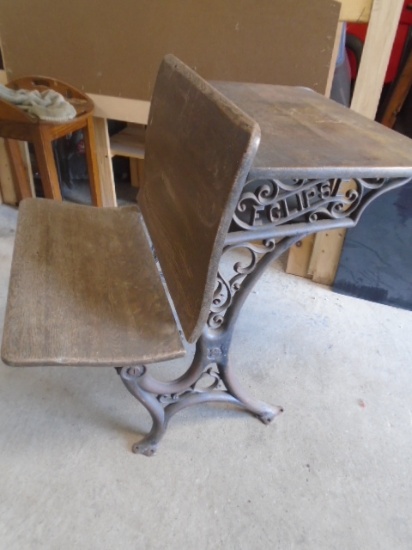 Antique Eclipse Cast iron & Wood School Desk