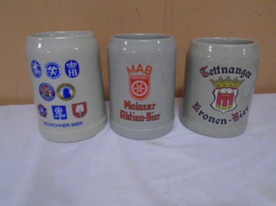 3pc Group of German Beer Steins