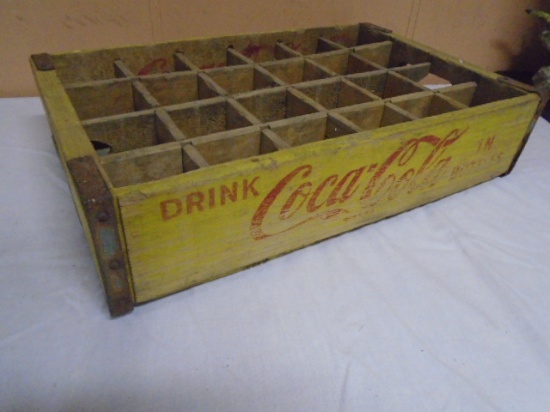 Vintage Yellow Coca-Cola Crate w/ Dividers