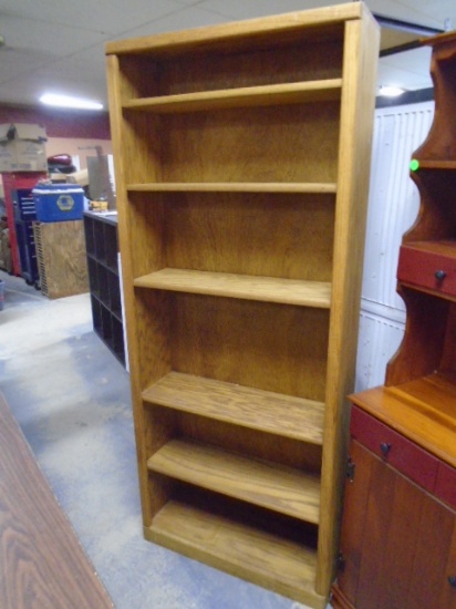 6ft Oak Bookcase w/ Adjustable Shelves