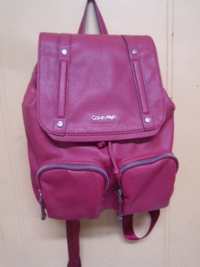 Ladies Red Leather Calvin Klein Backpack Bag