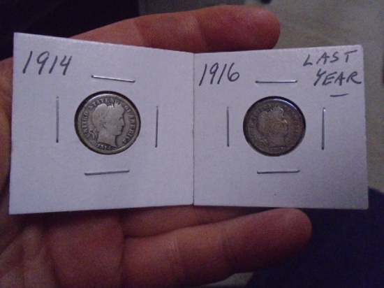 1914 and 1916 Barber Dimes