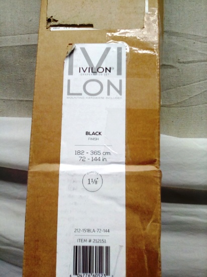 Ivilon Black 1.188" diameter Curtain Rod Spans 72"-144"