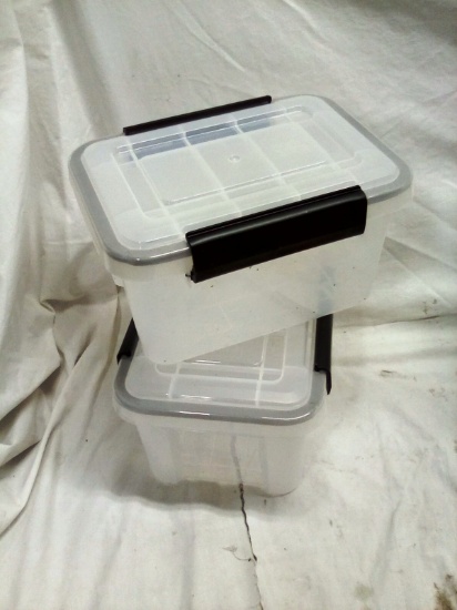 Pair of 11.5"x8.5"x6" Locking Lid Clear Composite Totes