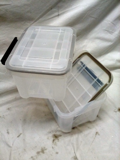 Pair of 11.5"x8.5"x6" Clear Composite Totes (These only have one Latch)