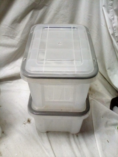 Pair of 11.5"x8.5"x6" Clear Composite Totes (These have no latches)