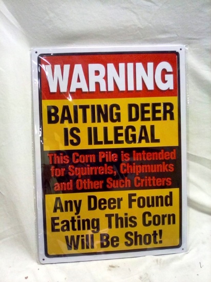12"x 17" Baiting Deer Metal Sign