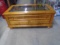 Beautiful Broyhill Solid Wood Coffee Table w/ 2 Pass Thru Drawer & Beveled Glass Top