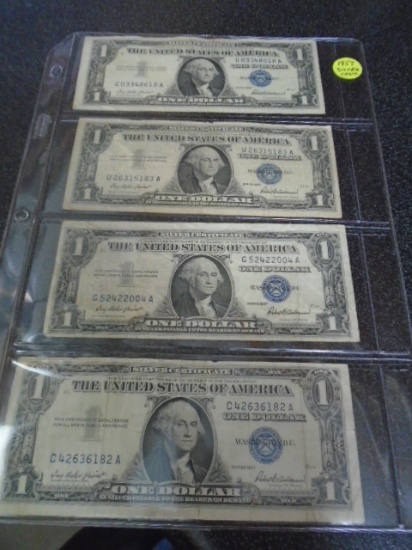 Group of (4) 1957 1 Dollar Silver Certificates