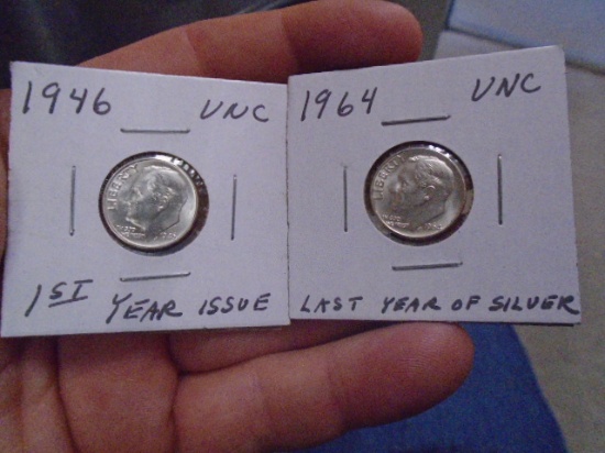 1946 and 1964 Roosevelt Dimes