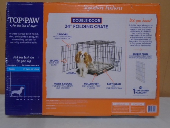 Top Paw 24" Double Door Folding Pet Crate