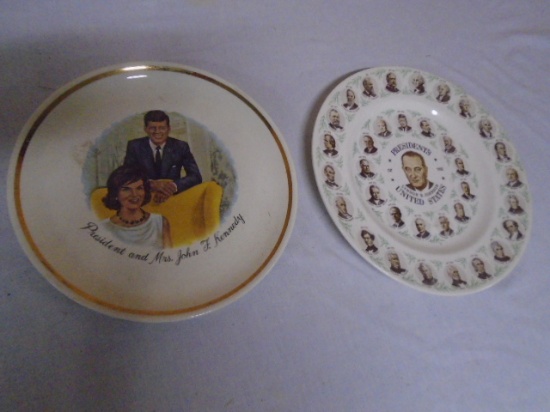 Vintage LBJ President Plate & John F Kennedy Plate