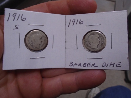 1916 S Mint &  1916 Barber Dimes