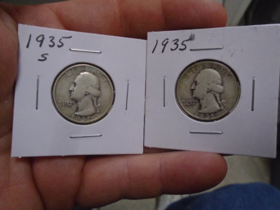 1935 S Mint & 1935 Silver Washington Quarters