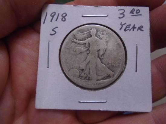 1918 S Mint Walking Liberty Half Dollar