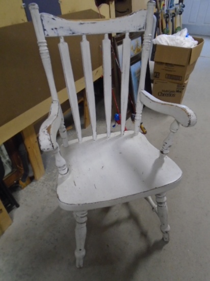 Distressed Wooden Side Arm Chair