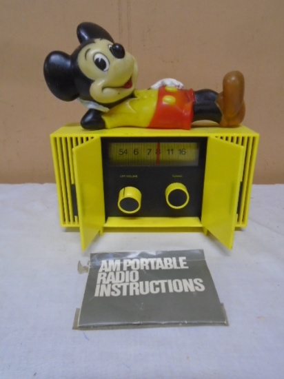 Vintage Mickey Mouse AM Radio w/ Manual
