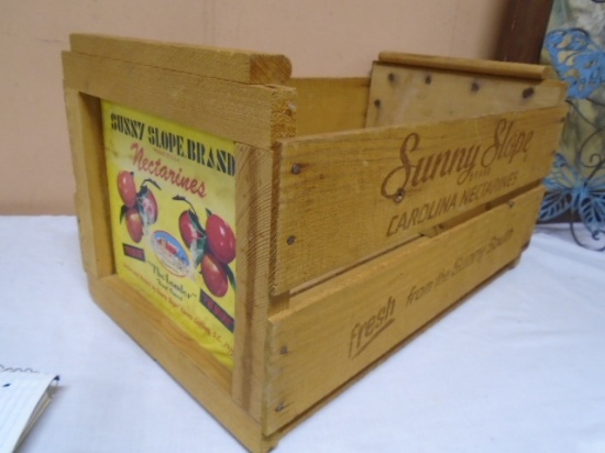 Sunny Slope Nectarines Wooden Advertisment Crate