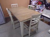 Solid Wood Painted Table and Chairs w/Center Leaf