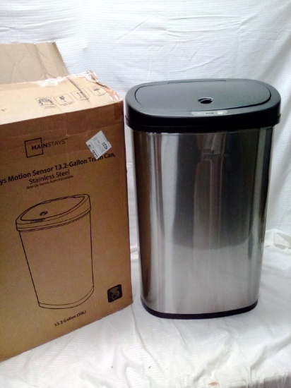 Mainstays 13.2 Gallon Stainles Steel Trash Can with untested Sensor lid