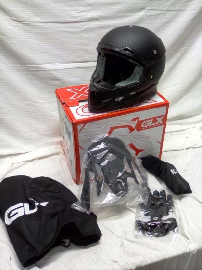 GLX Size XL Helmet Set Complete with Gloves, Glasses, Visor, and Bag