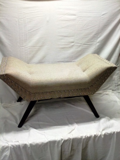 Oatmeal Colored Nail Head Design Tufted Bench Seat